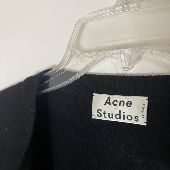 ACNE STUDIOS men black knit full zip lang sweater jacket ss14 size medium - Picture 3 of 5